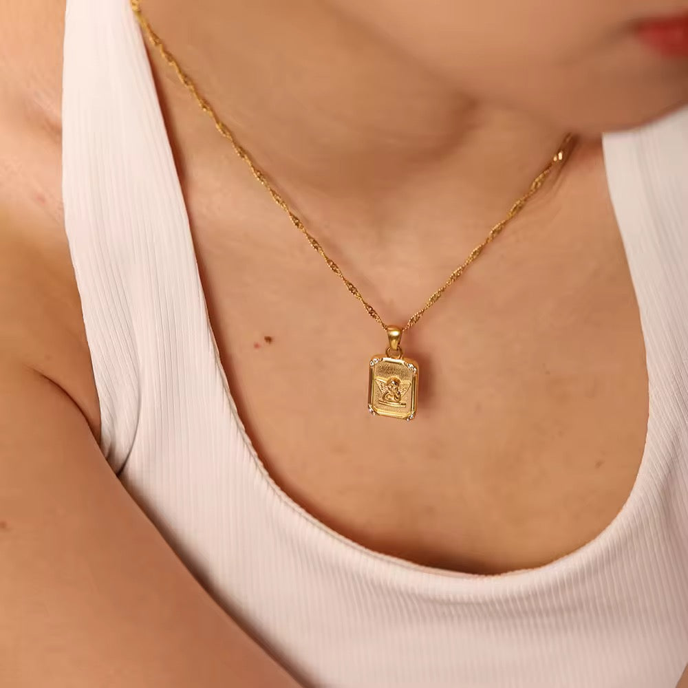 Celestial Grace Square Pendant Necklace EMVE Jewels