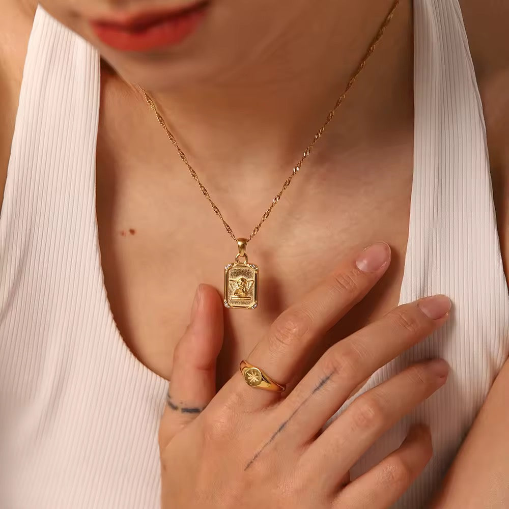 Celestial Grace Square Pendant Necklace EMVE Jewels