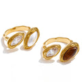 Adjustable Stainless Steel Ring with Natural Tiger Stone EMVE Jewels