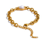 Vintage Simulated Pearls Chain Necklace and Bracelet Set EMVE Jewels