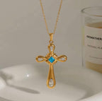 Azure Cross Necklace EMVE Jewels