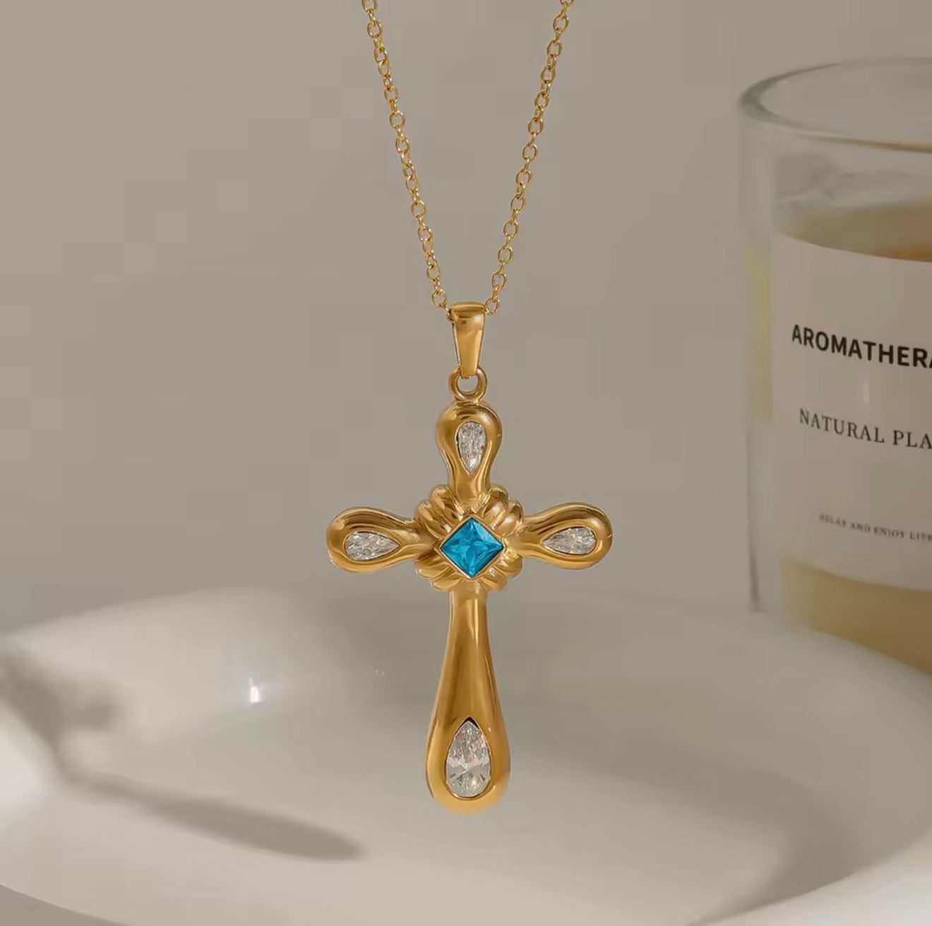 Azure Cross Necklace EMVE Jewels