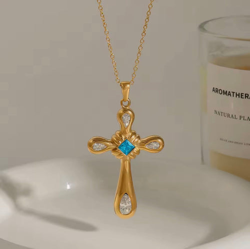 Azure Cross Necklace EMVE Jewels