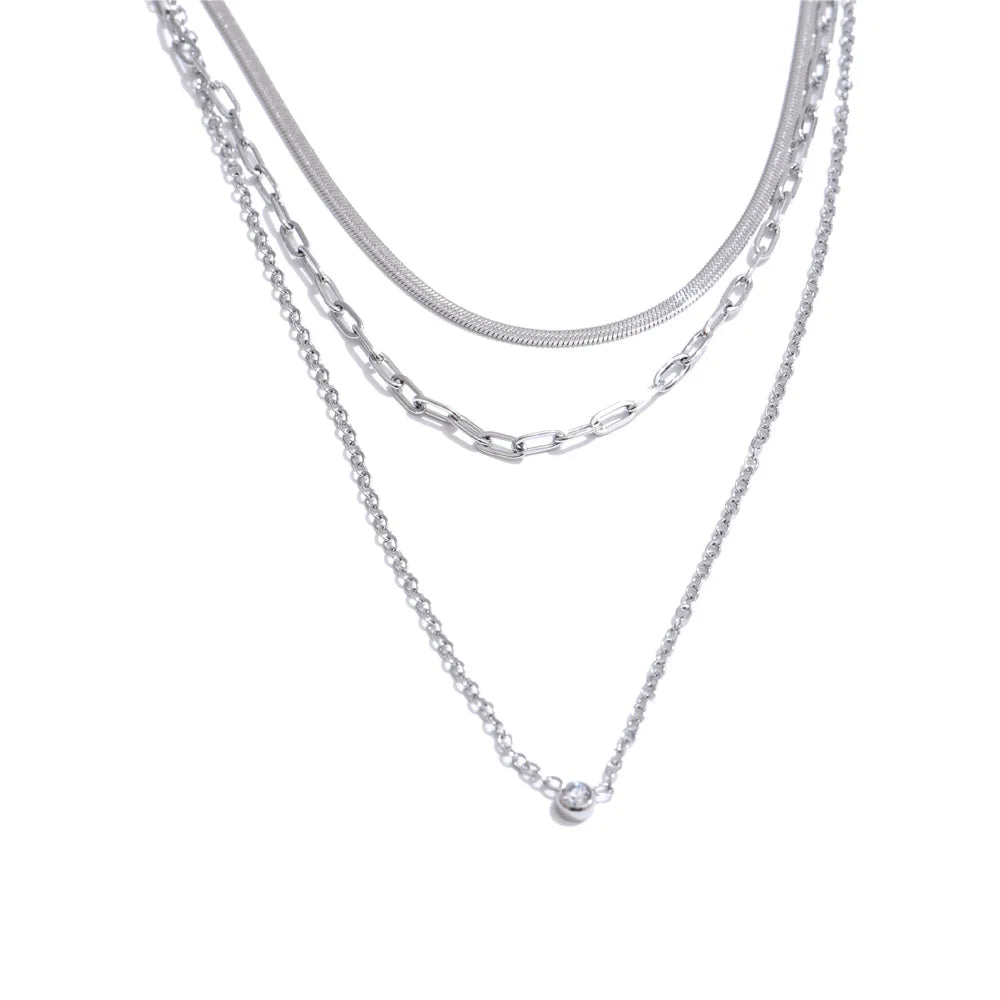 Layered Chain Necklace in 18K Gold Plating EMVE Jewels