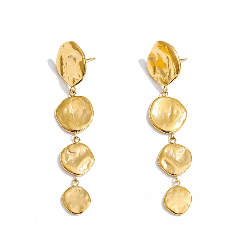 Round Chain Drop Earrings in 18K Gold Plating EMVE Jewels