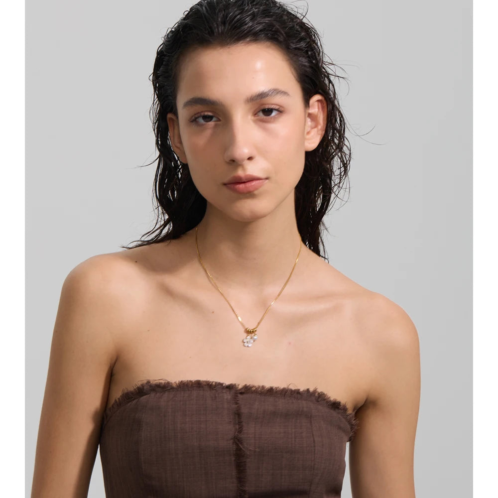 Shell Flower Pendant Necklace EMVE Jewels