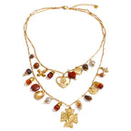 Double-Layer Heart Flower Pendant Necklace EMVE Jewels