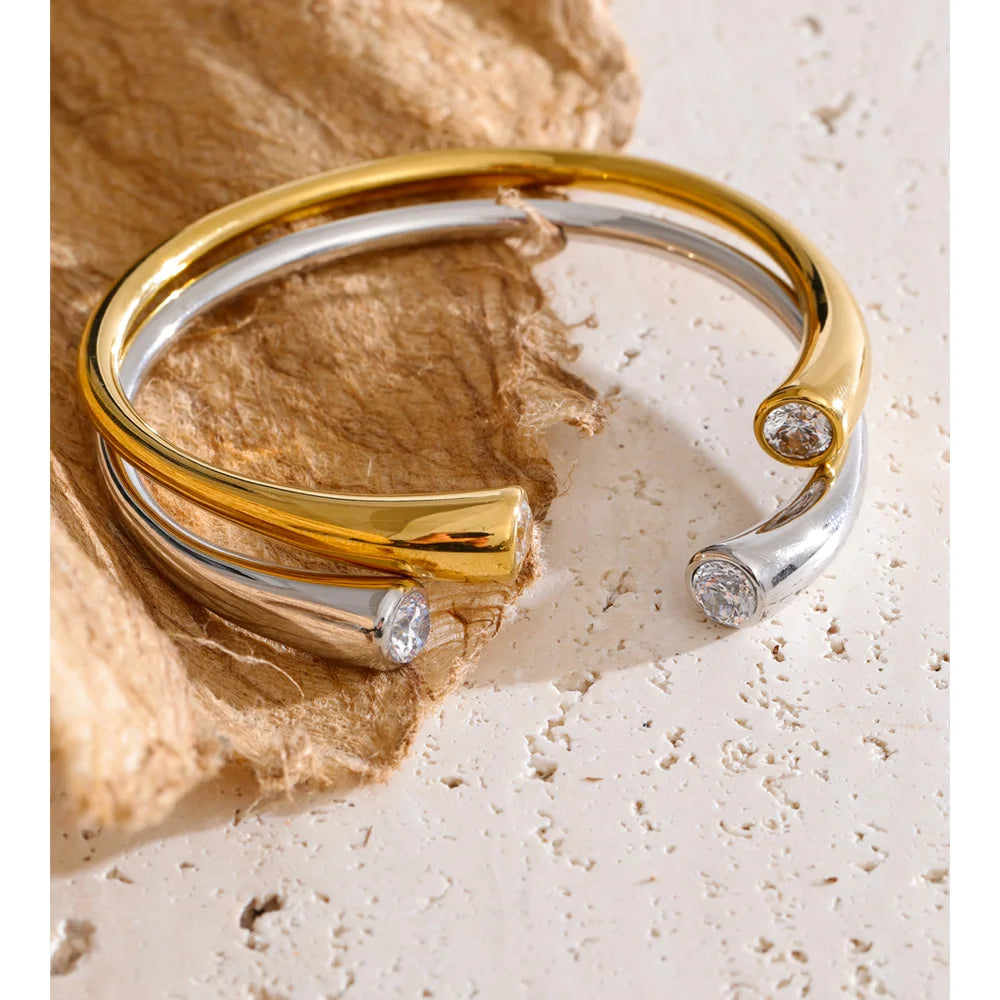 Cubic Zirconia Open Cuff Bracelet EMVE Jewels