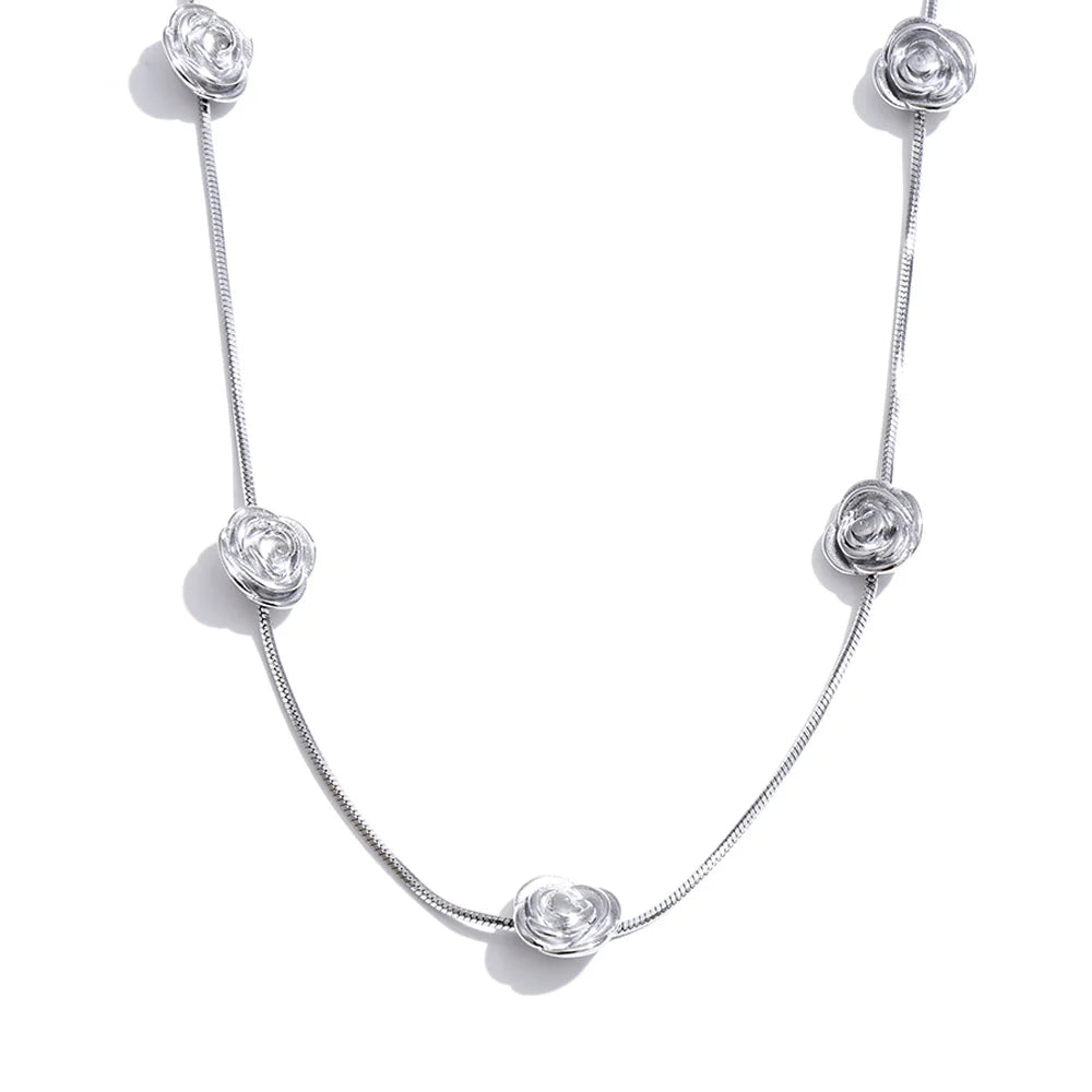 Floral Chain Collar Necklace in Gold EMVE Jewels