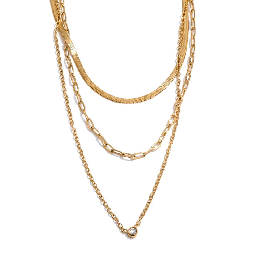 Layered Chain Necklace in 18K Gold Plating EMVE Jewels