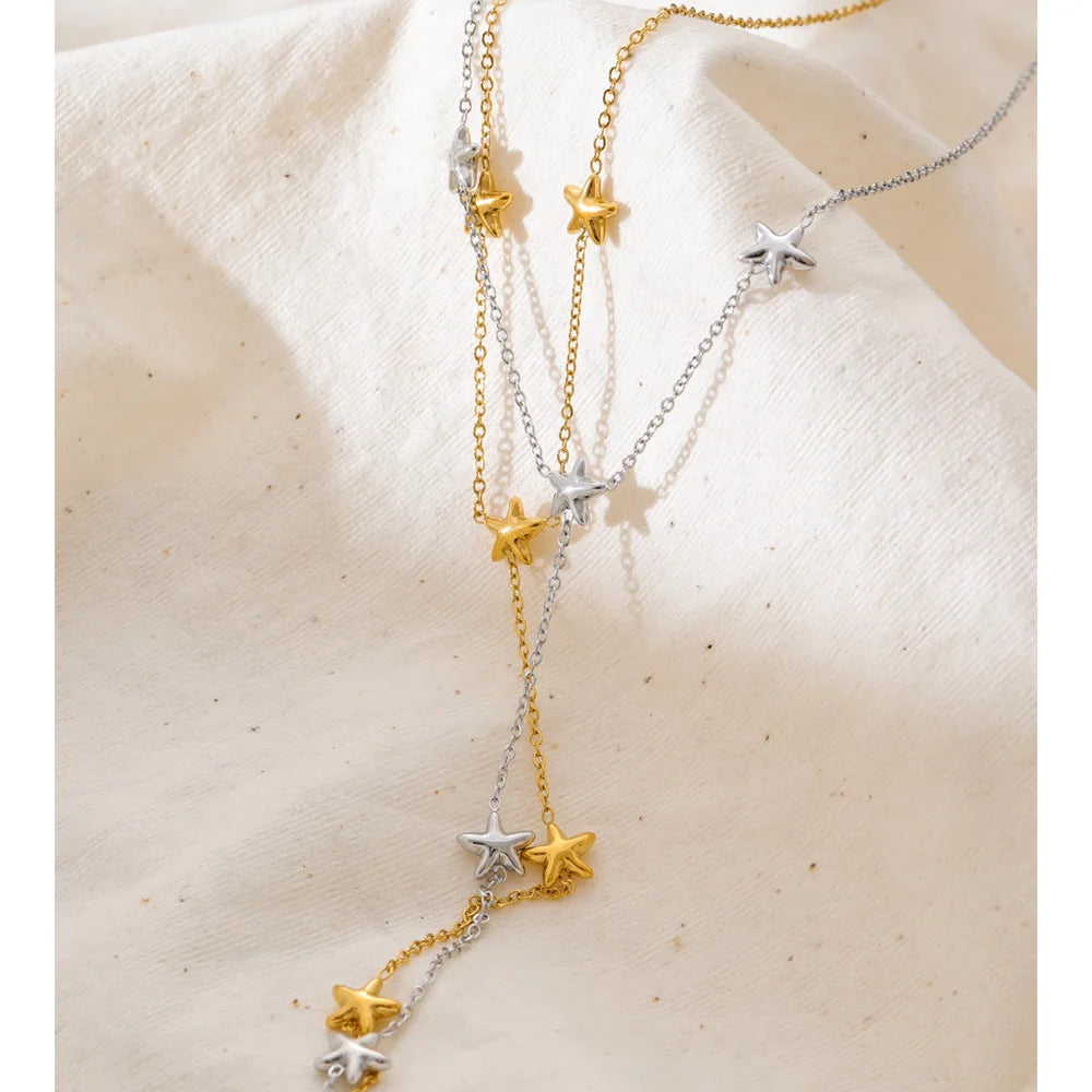 Stars Y Chain Drop Necklace EMVE Jewels