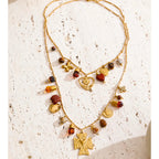 Double-Layer Heart Flower Pendant Necklace EMVE Jewels