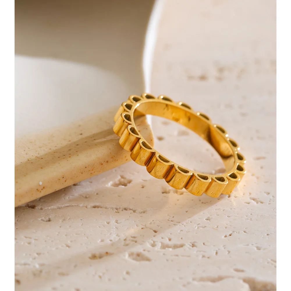 Simple Golden PVD Plated Stainless Steel Ring EMVE Jewels