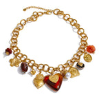 Charms Pendant Necklace with Heart and Flower EMVE Jewels