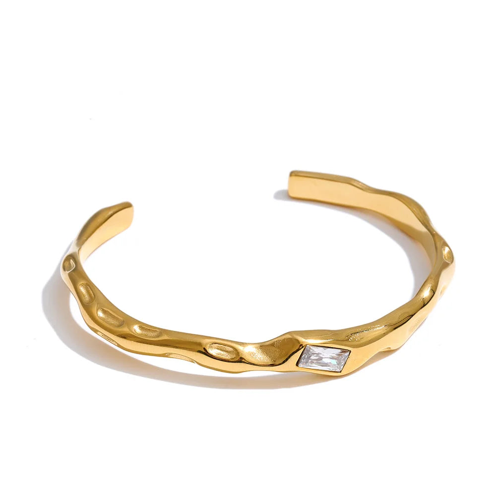 Zirconia Cuff Bracelet in Stainless Steel EMVE Jewels