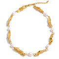 Lava Effect Vintage Necklace with Natural Pearls EMVE Jewels