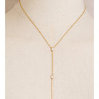 Y Shape Zirconia Long Chain Necklace EMVE Jewels