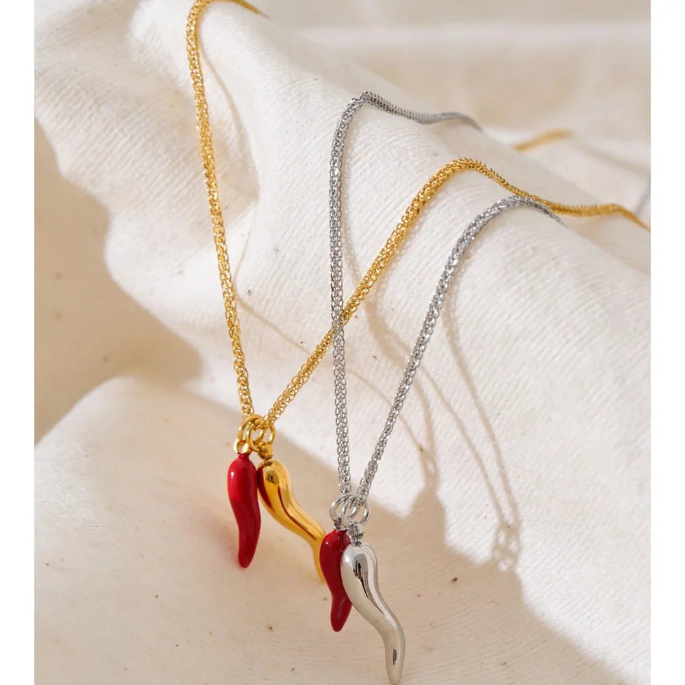 Chili Pendant Necklace in Stainless Steel EMVE Jewels