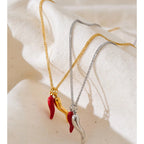 Chili Pendant Necklace in Stainless Steel EMVE Jewels