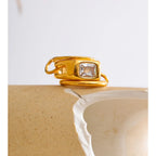 Stacked Stainless Steel Finger Ring with Zirconia EMVE Jewels