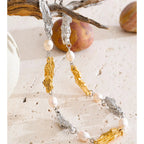 Lava Effect Vintage Necklace with Natural Pearls EMVE Jewels