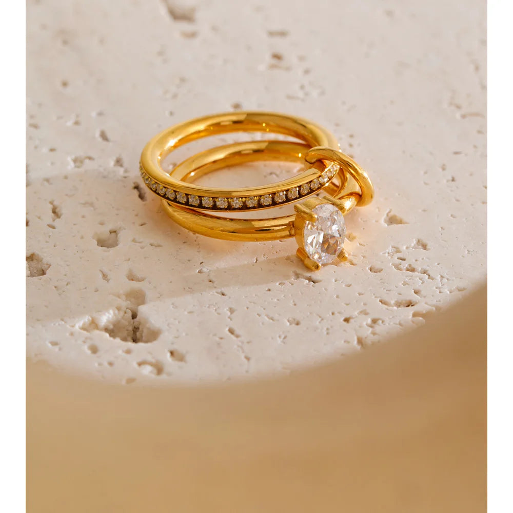 Bling Cubic Zirconia Stacked Ring EMVE Jewels
