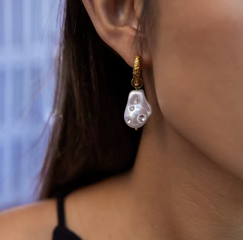 Sirena Pearl Hoops EMVE Jewels
