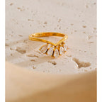 Water Drop Flower Ring in Stainless Steel EMVE Jewels
