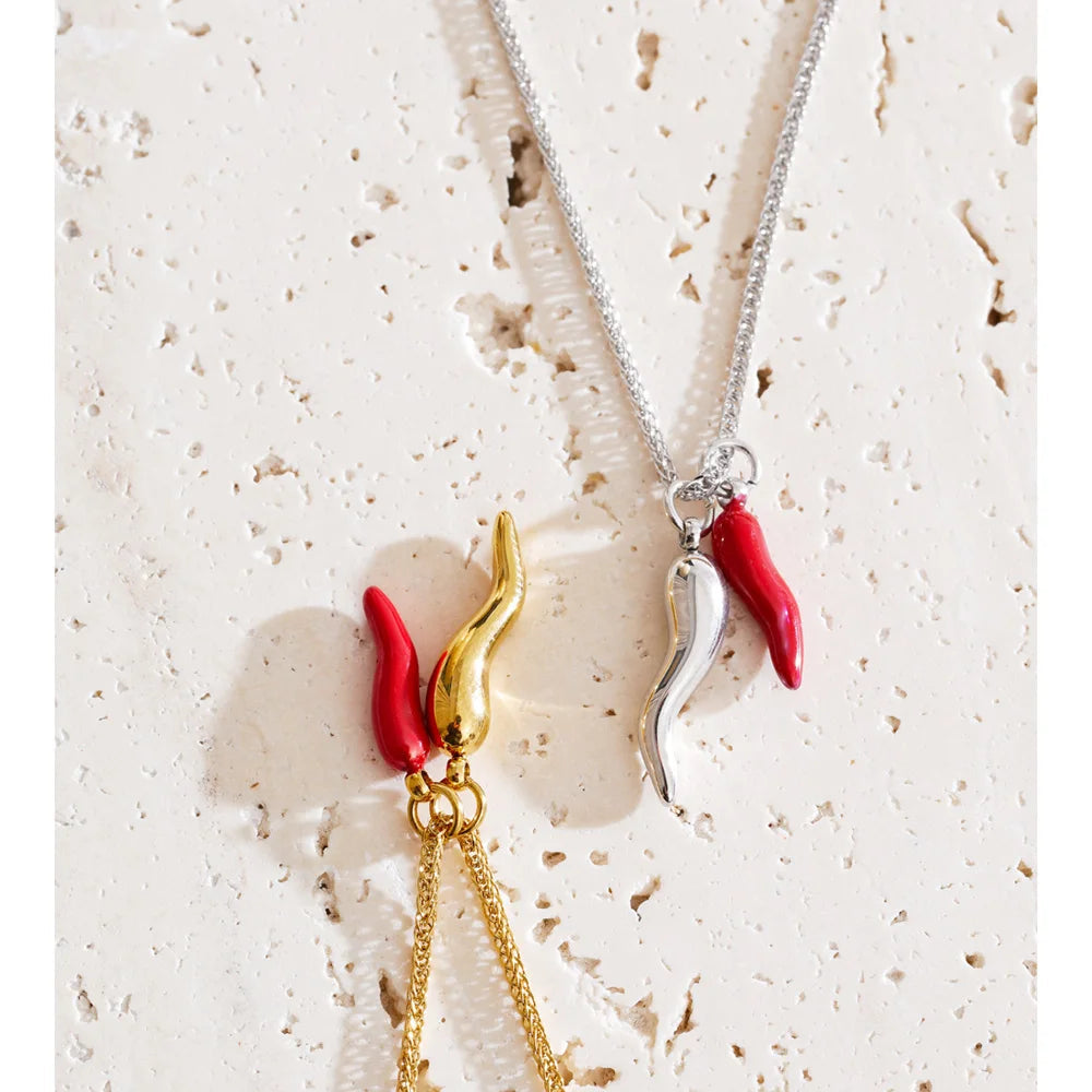 Chili Pendant Necklace in Stainless Steel EMVE Jewels