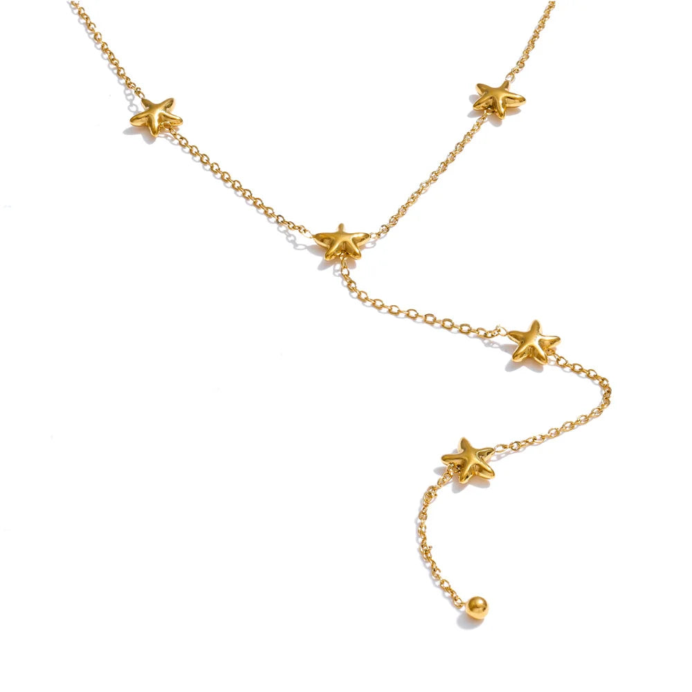 Stars Y Chain Drop Necklace EMVE Jewels