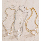 Gold Simulated Pearl 3-Layered Pendant Necklace EMVE Jewels