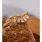 Water Drop Flower Ring in Stainless Steel EMVE Jewels