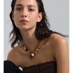 Charms Pendant Necklace with Heart and Flower EMVE Jewels