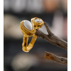 Adjustable Stainless Steel Ring with Natural Tiger Stone EMVE Jewels