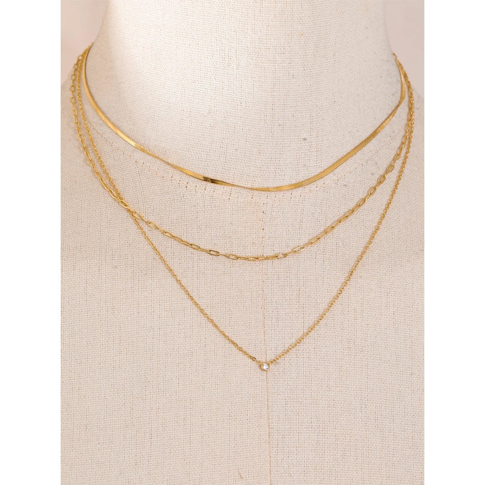 Layered Chain Necklace in 18K Gold Plating EMVE Jewels
