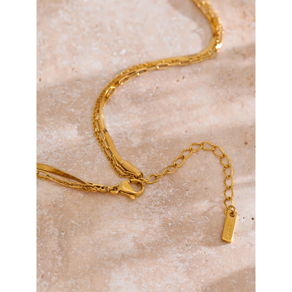 Layered Chain Necklace in 18K Gold Plating EMVE Jewels