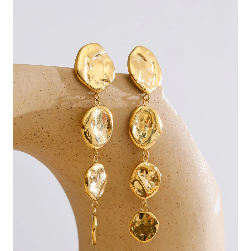 Round Chain Drop Earrings in 18K Gold Plating EMVE Jewels