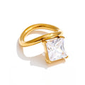 Delicate Shiny Cubic Zirconia Square Ring EMVE Jewels