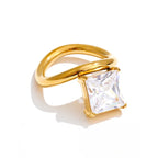 Delicate Shiny Cubic Zirconia Square Ring EMVE Jewels