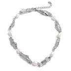 Lava Effect Vintage Necklace with Natural Pearls EMVE Jewels