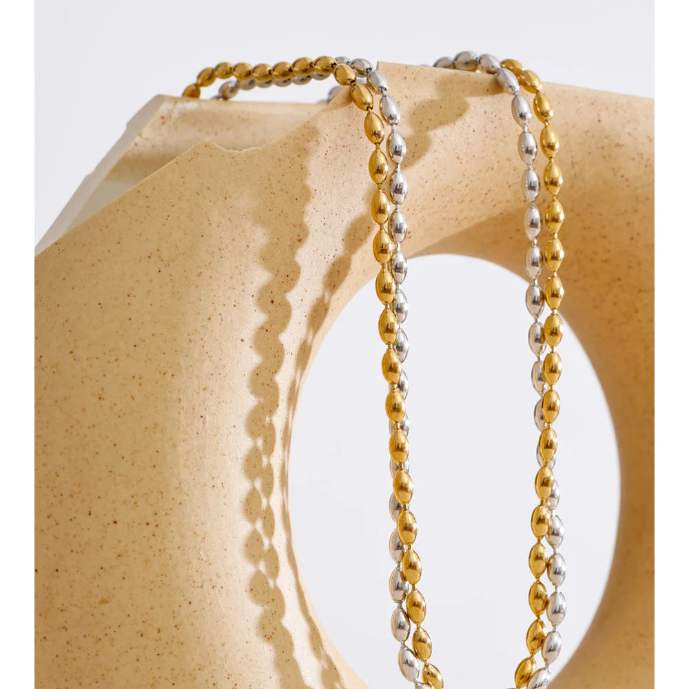 Stainless Steel Beads Chain Necklace Set EMVE Jewels
