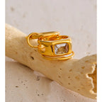 Stacked Stainless Steel Finger Ring with Zirconia EMVE Jewels