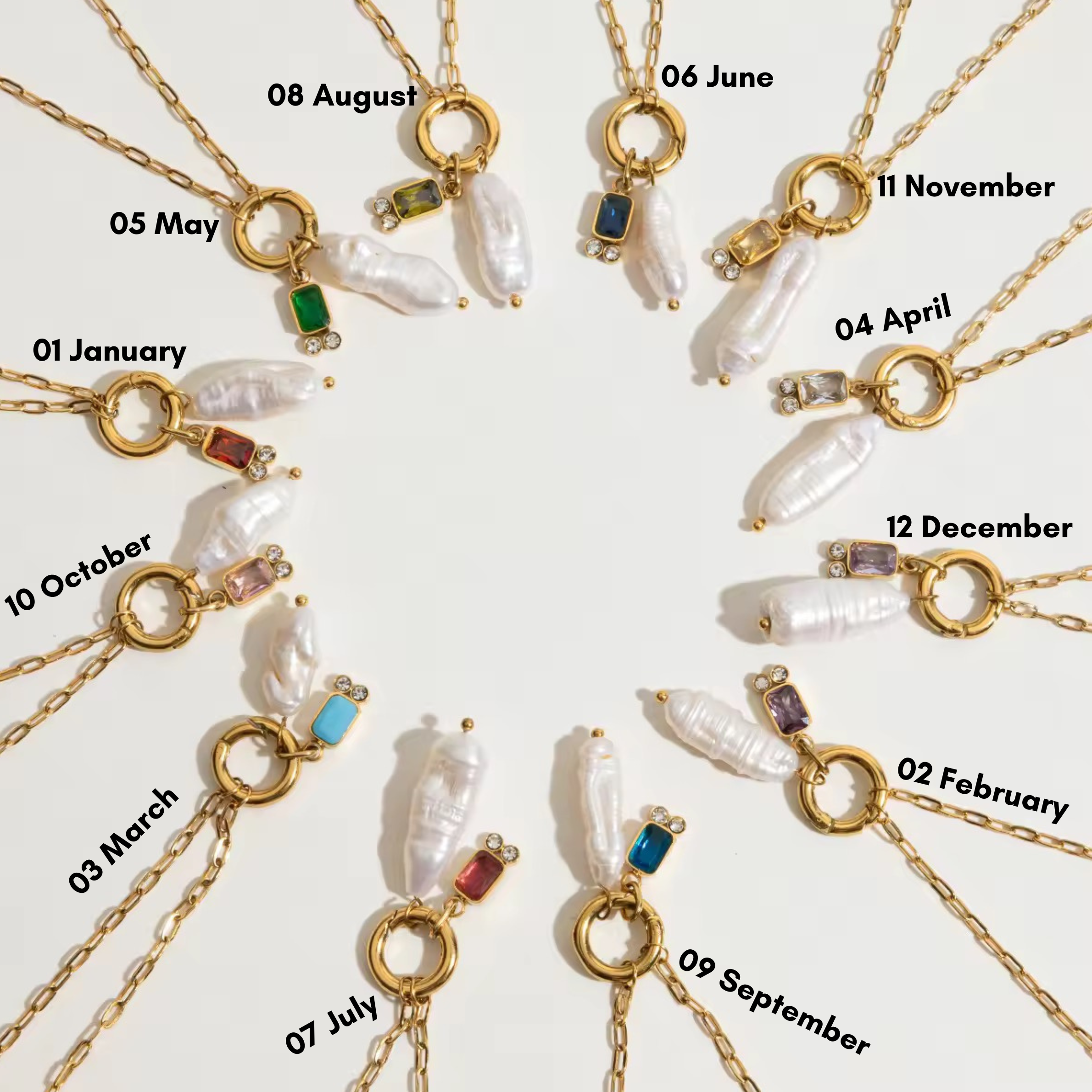 Lunaria Birthstone Necklace EMVE Jewels