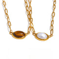 Natural Tiger Stone Imitation Pearl Pendant Necklace EMVE Jewels