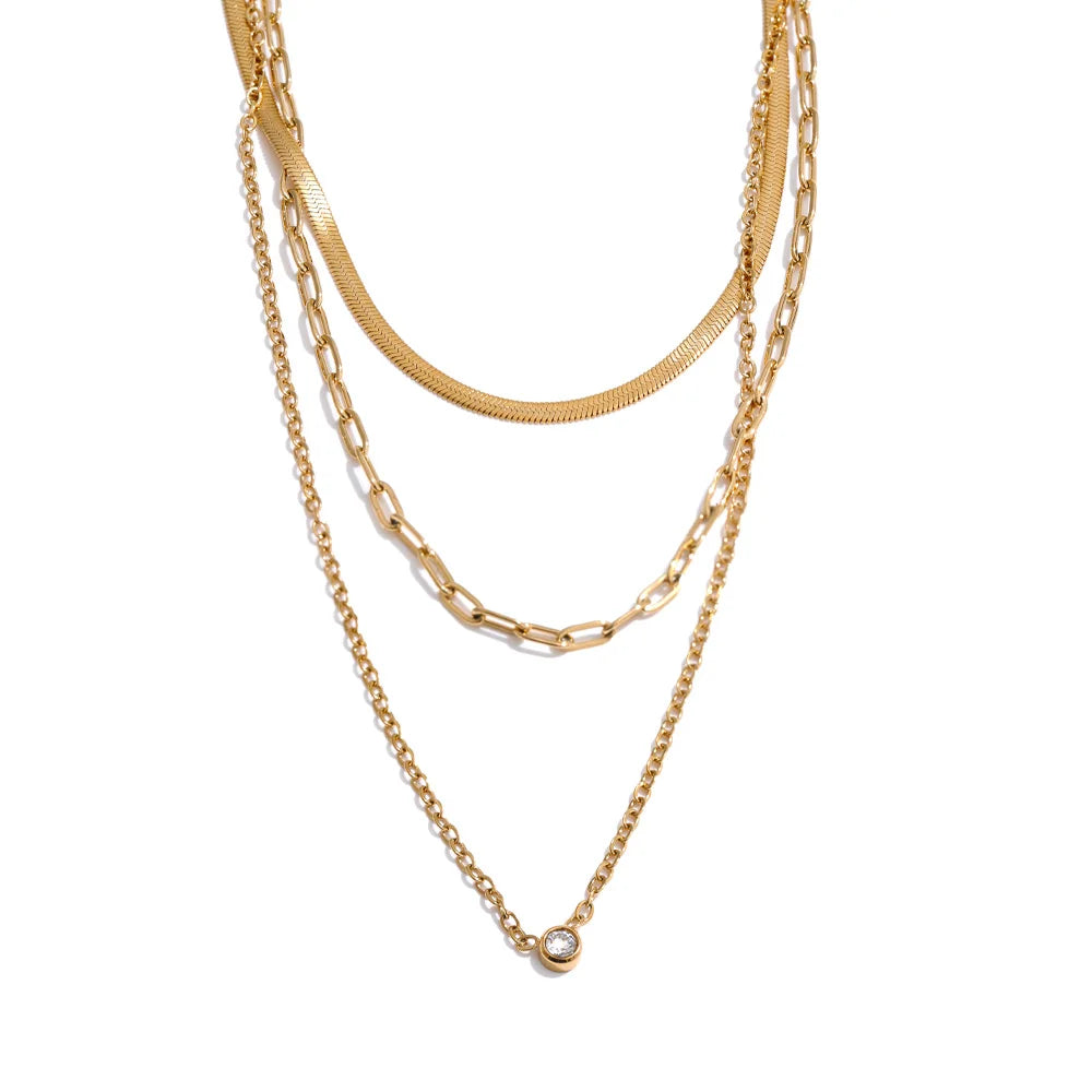 Layered Chain Necklace in 18K Gold Plating EMVE Jewels