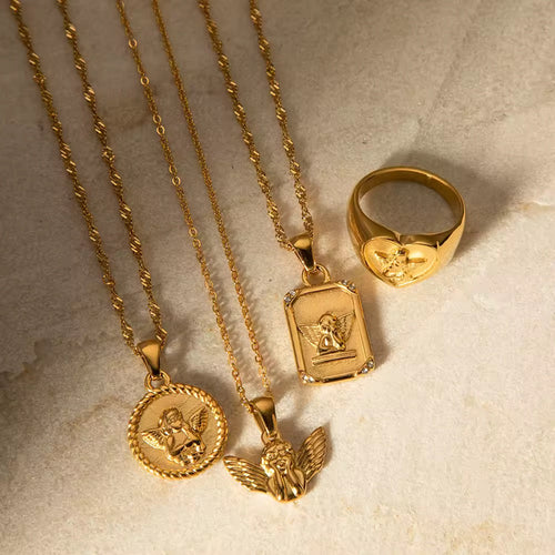 Celestial Grace Cherub Pendant Necklace EMVE Jewels