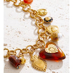 Charms Pendant Necklace with Heart and Flower EMVE Jewels