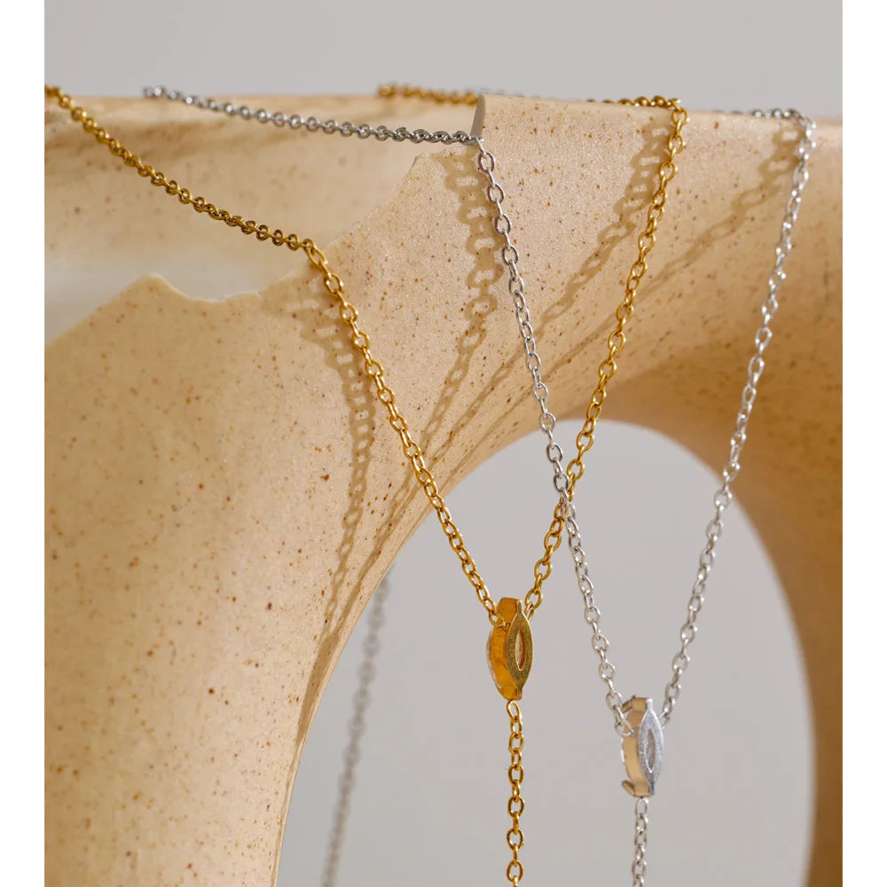Y Shape Zirconia Long Chain Necklace EMVE Jewels