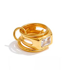 Stacked Stainless Steel Finger Ring with Zirconia EMVE Jewels