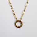 Paperclip Circle Clasp Base Charm Necklace - EmpressVenusJewellery